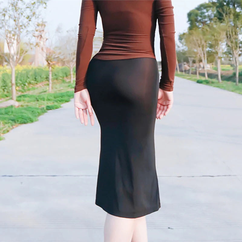 Summer Sexy Black Skirt Shiny Micro Mini Skirt Club Wear Sheer See Through Bodycon Pencil Skirts Women Hip Transparent Tight