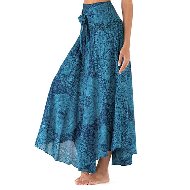 Women Floral Skirt Basic Beach Elegant Double Sided Bohemia Sexy Leaky Back Fashion Casual Female Clothes Streetwear